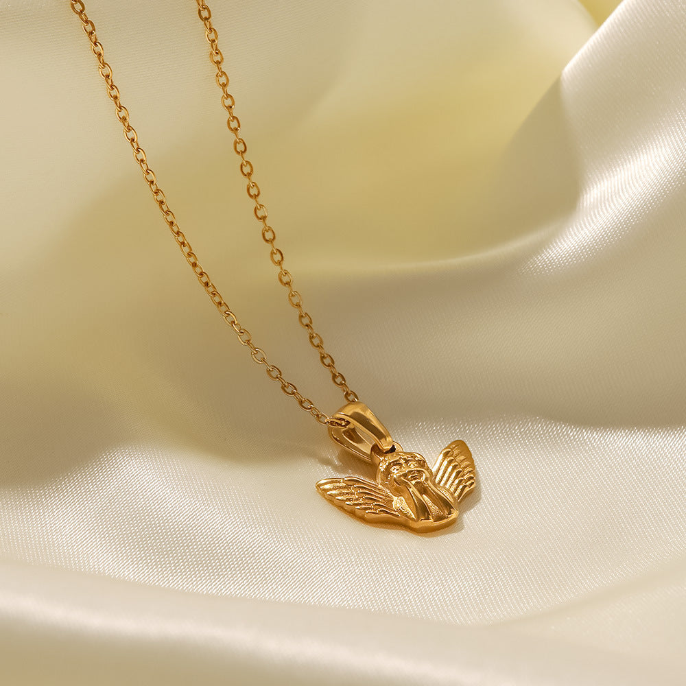 18K Gold Plated Angel Signet Pendant Necklace