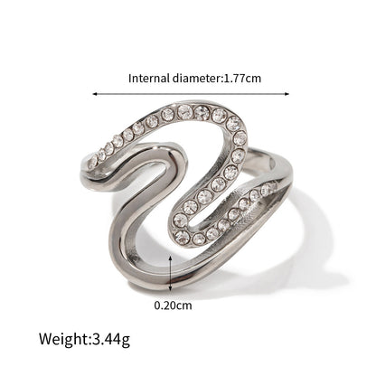 18k Exquisite Simple Geometric Line Double Layer Diamond Design Versatile Ring
