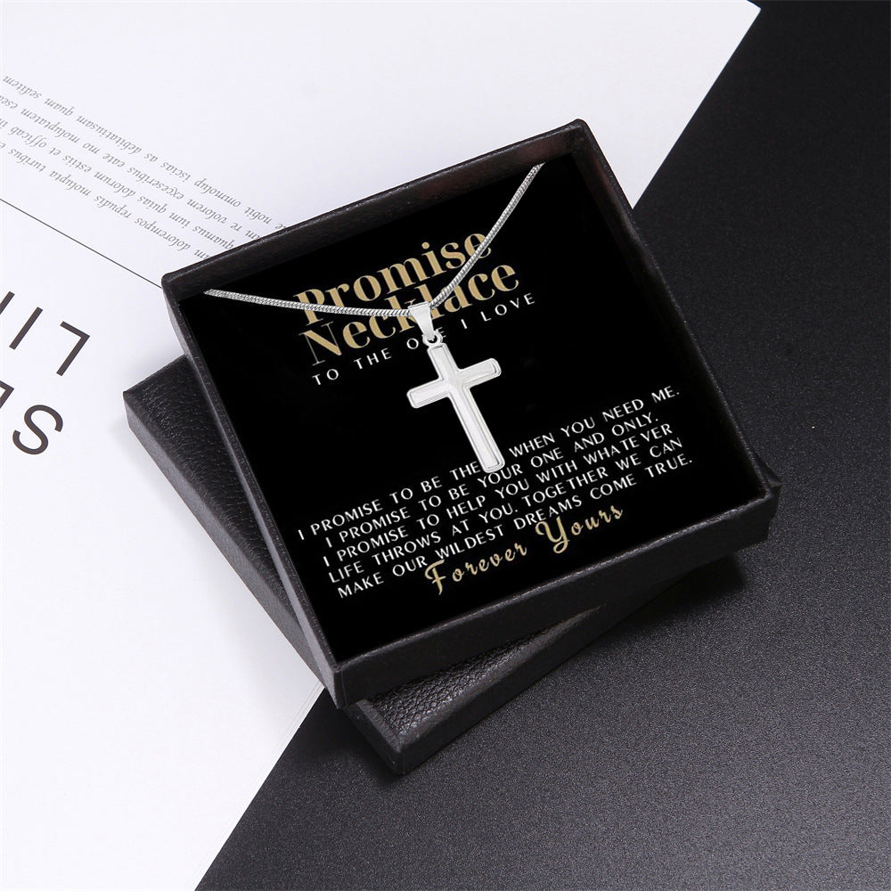 Trendy Cross Design Gift Box Promise Necklace For Someone I Love