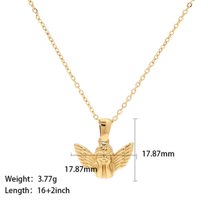 18K Gold Plated Angel Signet Pendant Necklace