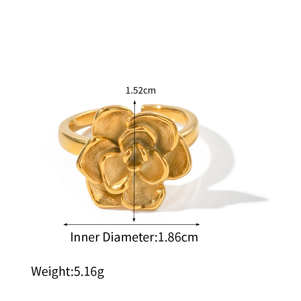 18K gold fashionable camellia design ring