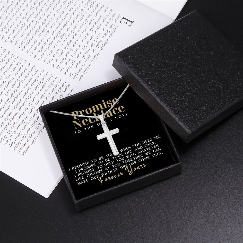 Trendy Cross Design Gift Box Promise Necklace For Someone I Love