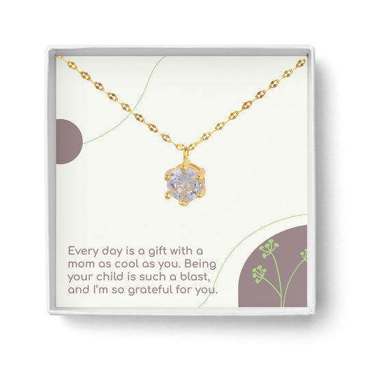 14K Gold Plated Solitaire Necklace